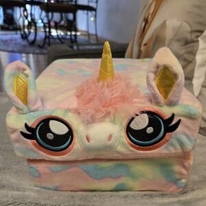 Pastel Unicorn Plush Pillow with Golden Horn
